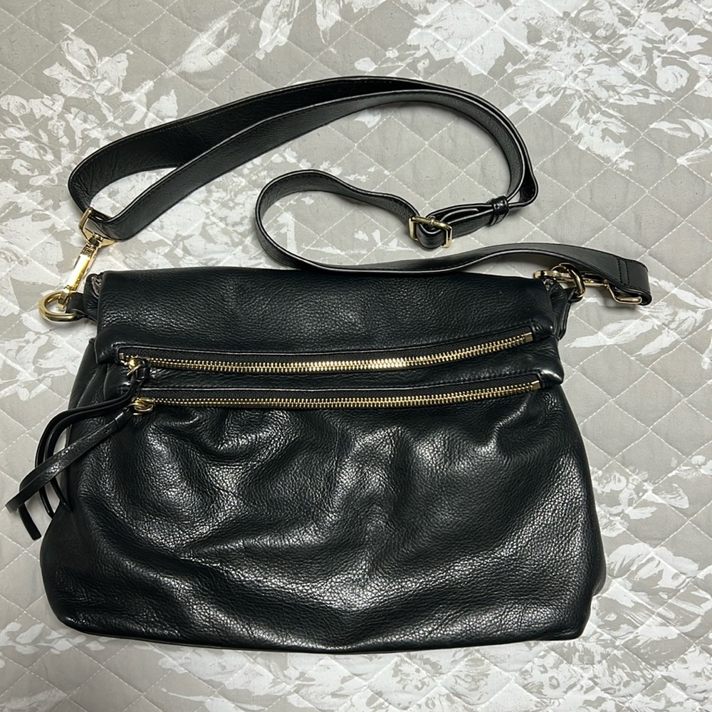 Black faux leather purse